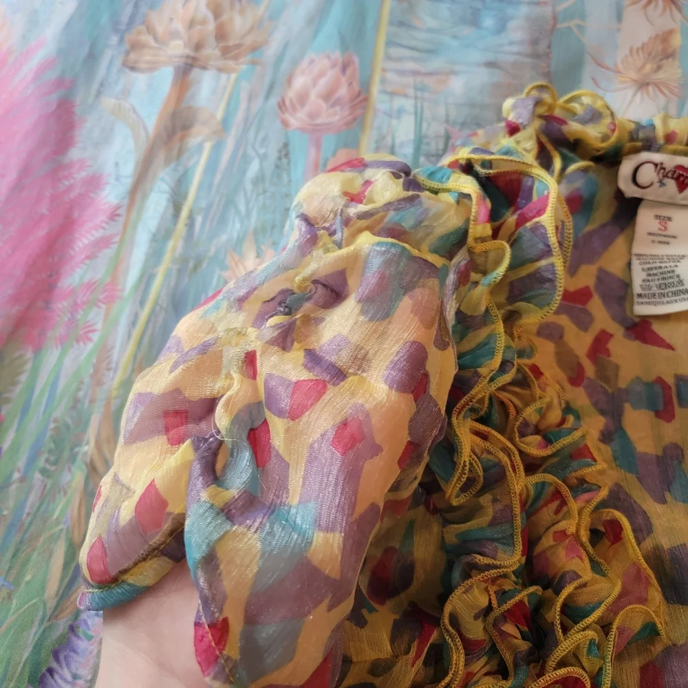 Sold90s Clowncore Blouse CHARMED Brand Size small - Picture 5 of 8